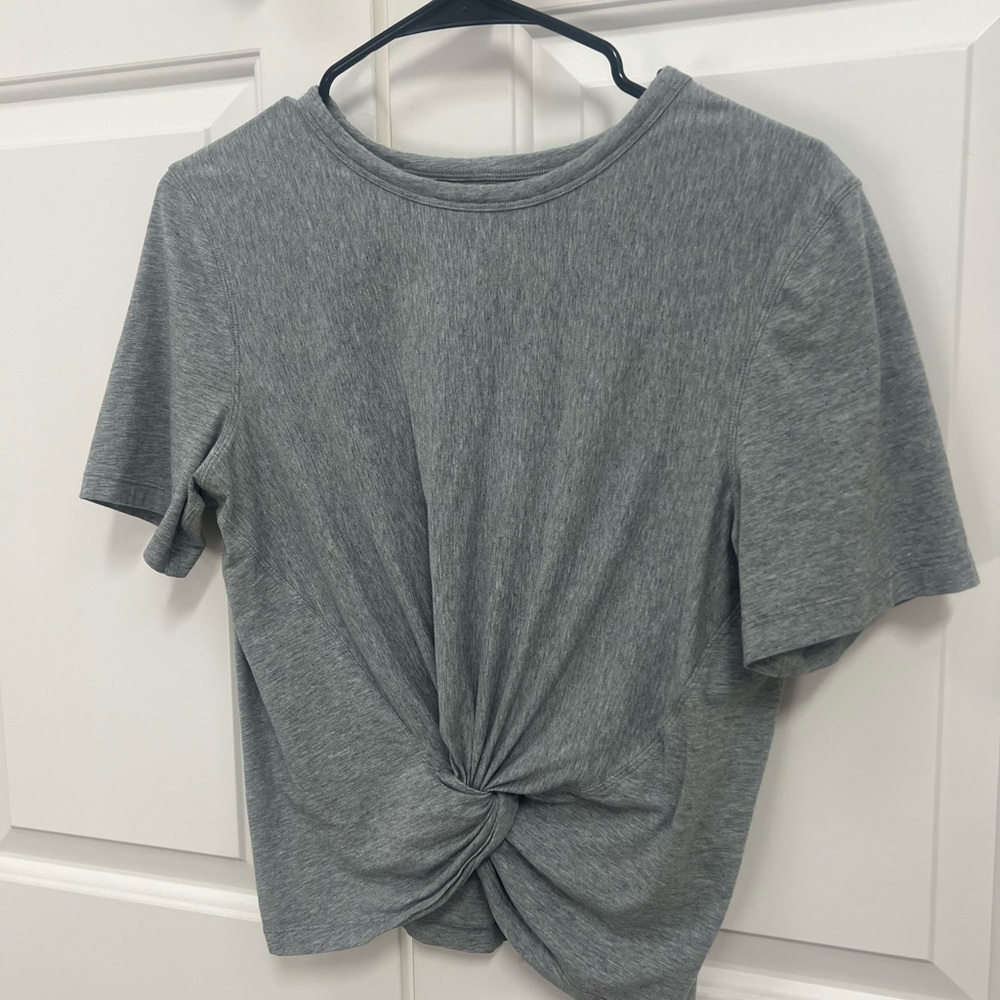 Lululemon grey knotted short sleeve jersey tee, size 4